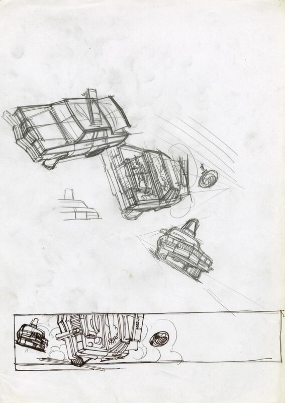 Bruno Gazzotti, Croquis pour le carambolage de Dieu seul le sait (Soda 10) - Œuvre originale