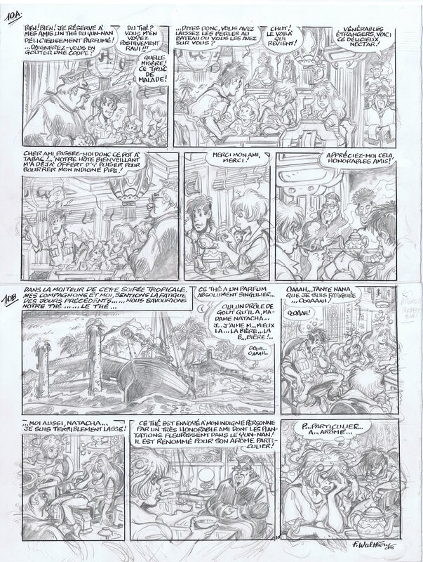 François Walthéry, Natacha 23 crayonné planche 10 - Planche originale