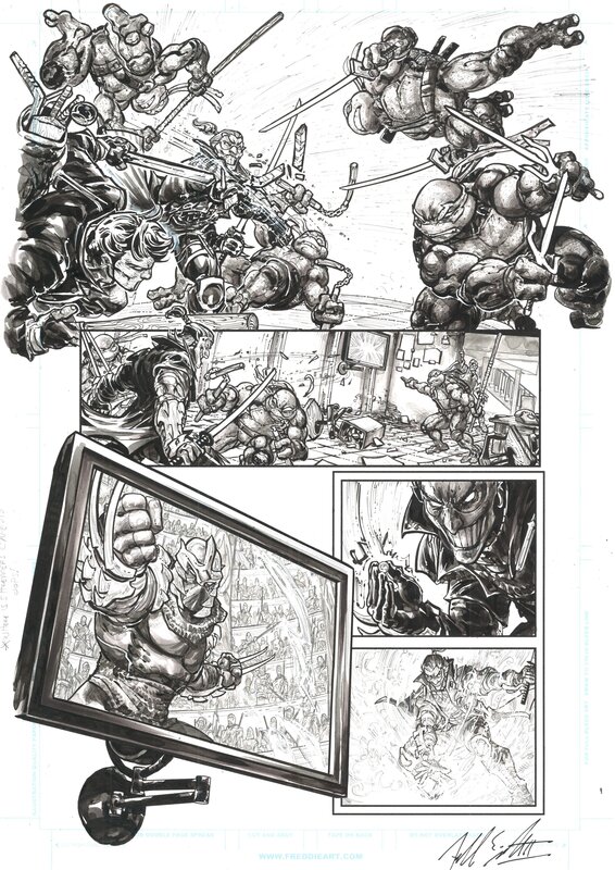 Batman & TMNT 3 par Freddie E. Williams II, James Tynion IV - Planche originale