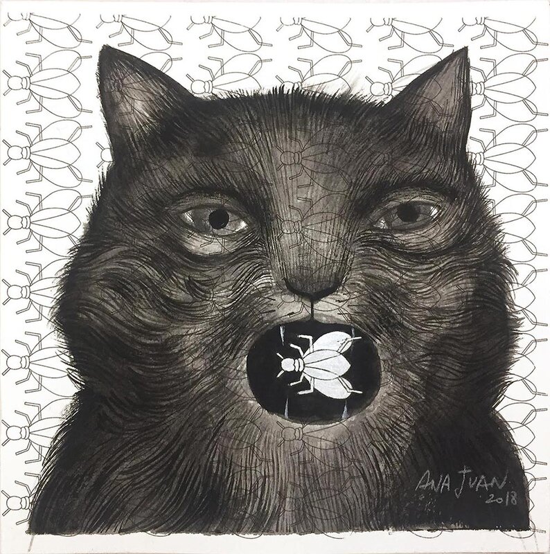 Ana Juan, Diptych cats (Homenaje a Eduardo Arroyo - Original Illustration