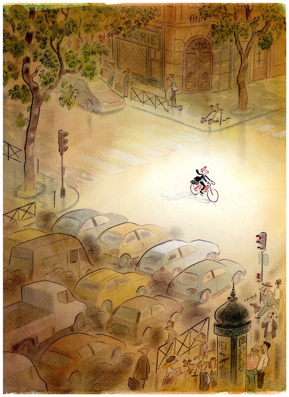 François Ravard, Pas un jour sans vélo - Original Illustration