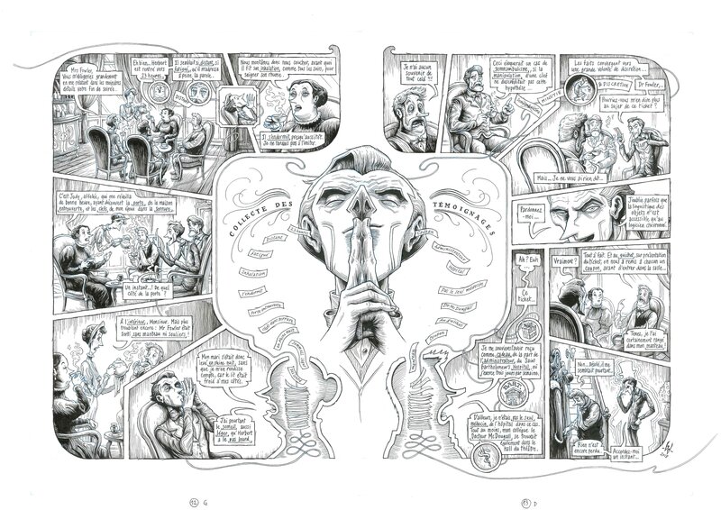 Benoît Dahan, Cyril Lieron, Dans la tête de Sherlock Holmes Pl 12-13 - Planche originale