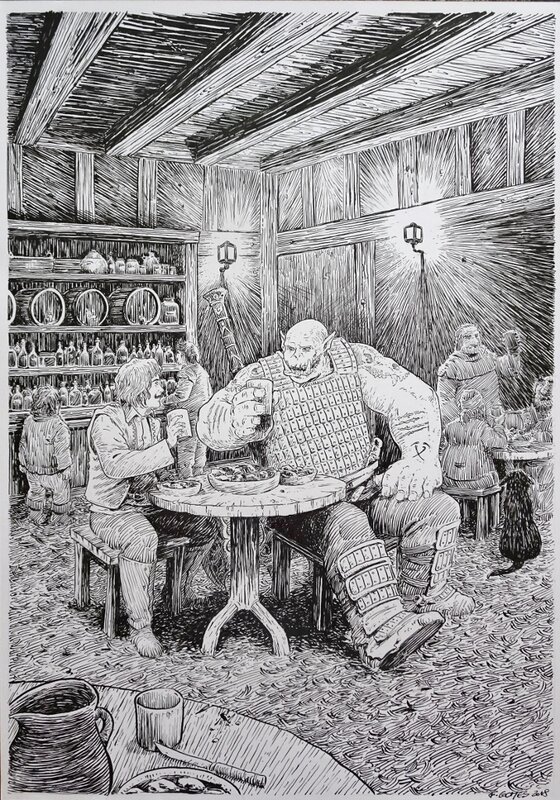 La taverne by François Gomès - Original Illustration