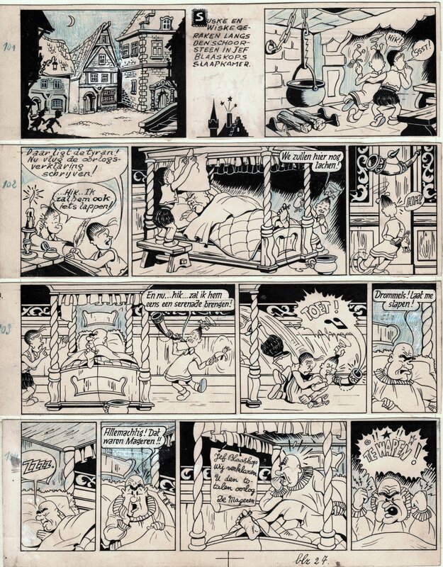 Willy Vandersteen, Bob et Bobette / Suske en Wiske V1 - Eiland Amoras - planche 27 - Planche originale