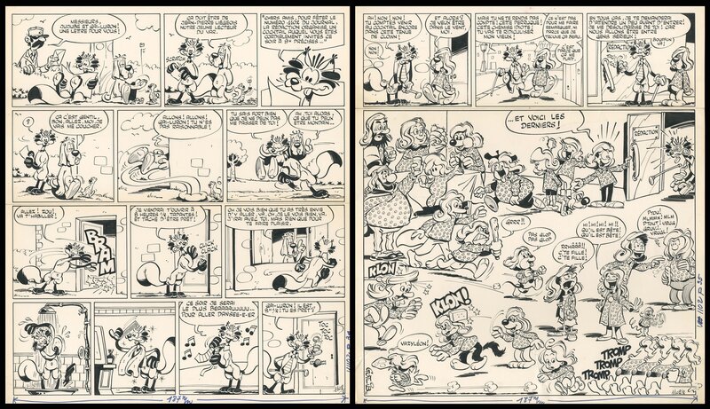 1966 - Gotlib - Jujube et Gai-Luron - Cocktail au Journal Vaillant - Planche originale