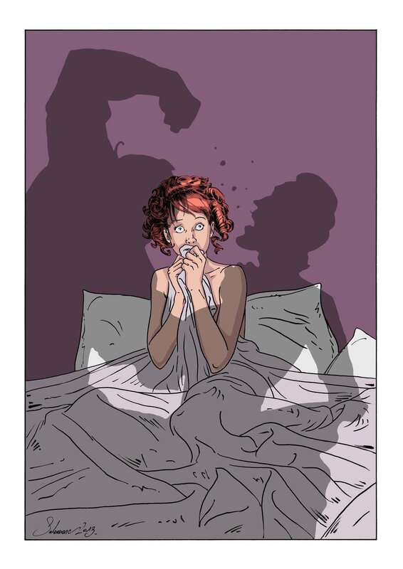 Margot dans le lit par Paul Salomone - Illustration originale