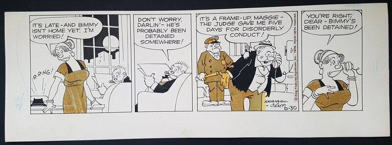Bill Kavanagh, Bringing Up Father (La Famille Illico) - planche strip B 30 - Comic Strip