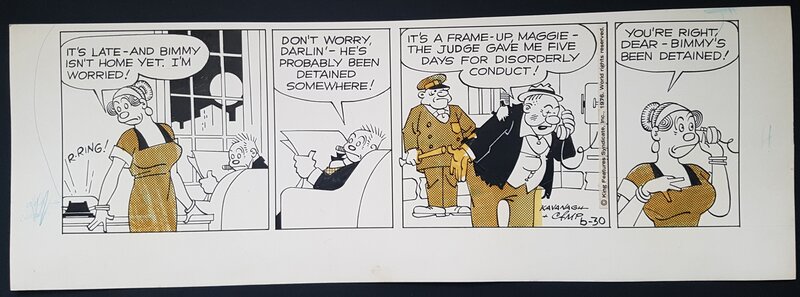 Bill Kavanagh, Bringing Up Father (La Famille Illico) - planche strip B 30 - Planche originale