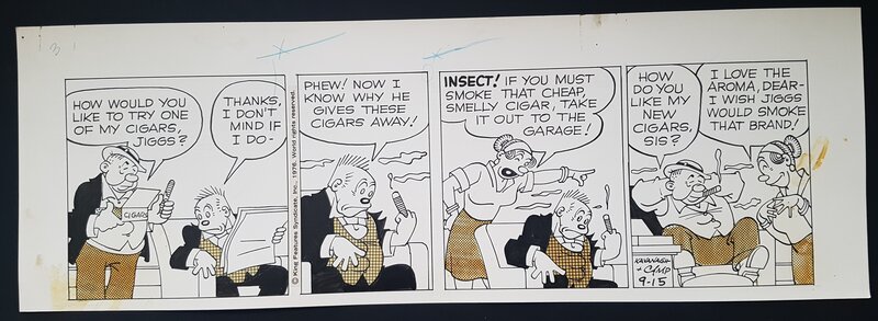 Bill Kavanagh, George McManus, Bringing Up Father (La Famille Illico) - planche strip 9 15 - Planche originale