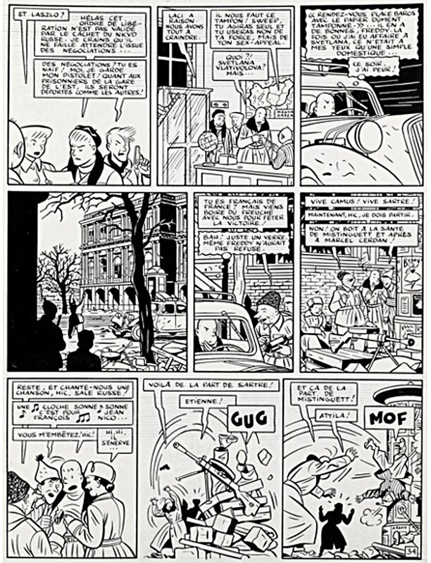 Yves Chaland, Freddy Lombard - Vacances à Budapest - planche 34 , 1988 - Planche originale