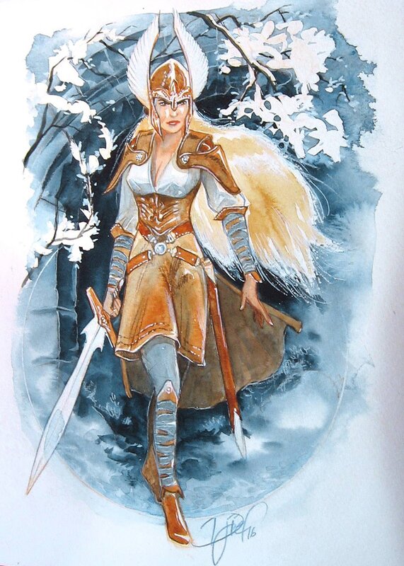 Djief, Brunhilde - Le crépuscule des dieux - Original Illustration