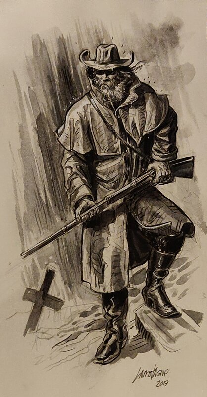 Homme au fusil par Jacques Lamontagne - Illustration originale