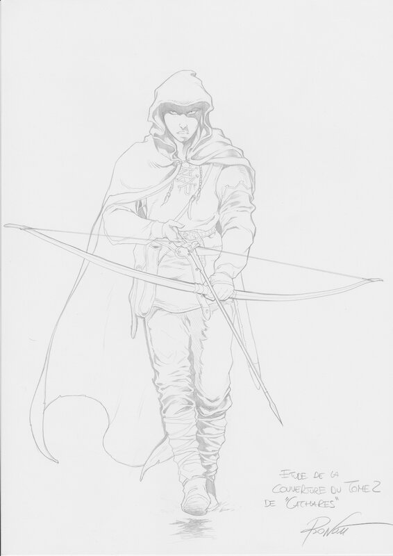 En vente - Fabio Bono, Cathares 2: Etude de couverture - Couverture originale