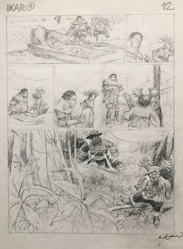 René Follet, Makyo, Ikar  1 . Crayonnés planches - Original art