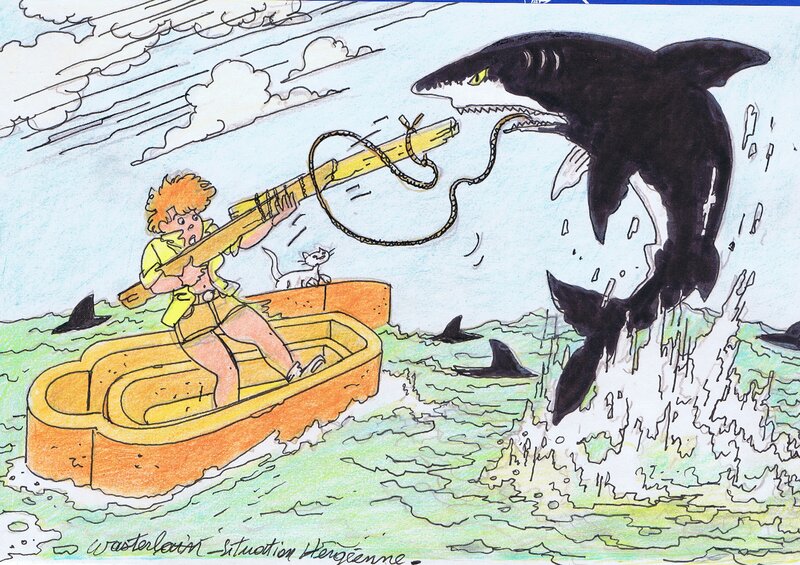 Inspire par Tintin par Marc Wasterlain - Planche originale