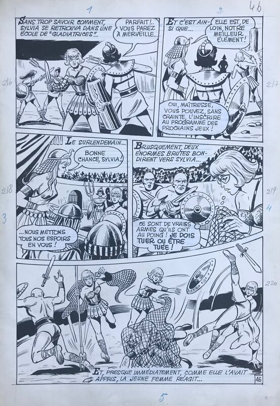 Juan Martínez Osete, Sylvia gladiatrice dans Vick n° 23 pl 46 - Planche originale