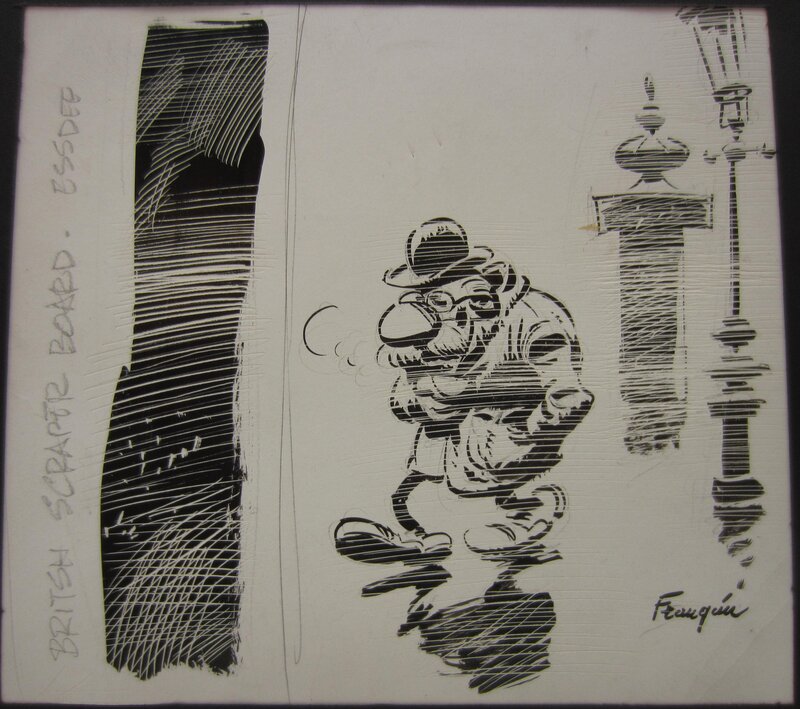 André Franquin, British scraper board - Original Illustration