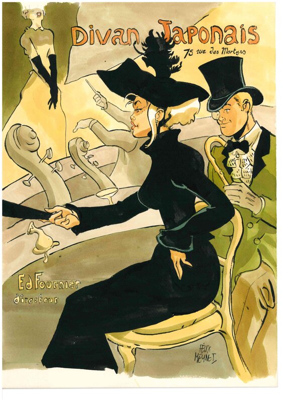 Le Divan Japonais by Félix Meynet - Original Illustration