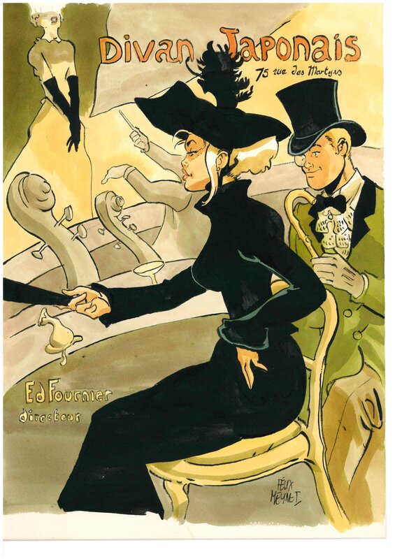 Le Divan Japonais by Félix Meynet - Original Illustration