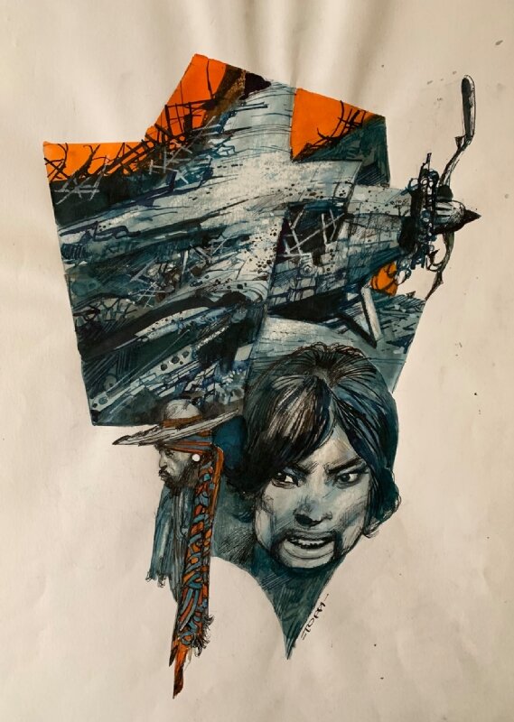 Sergio Toppi Illustration Histoire de guer - Original Illustration