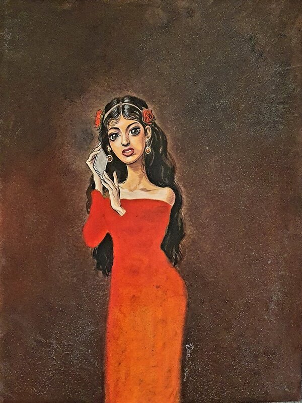 Femme romantique by Dan Verlinden - Original Illustration