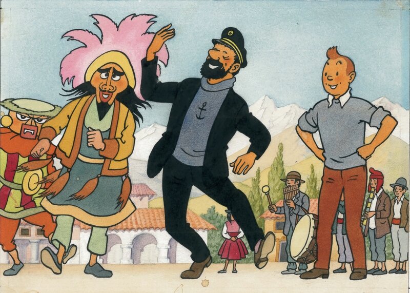 Hergé, Herge, illustration pour une carte postale - Original Illustration