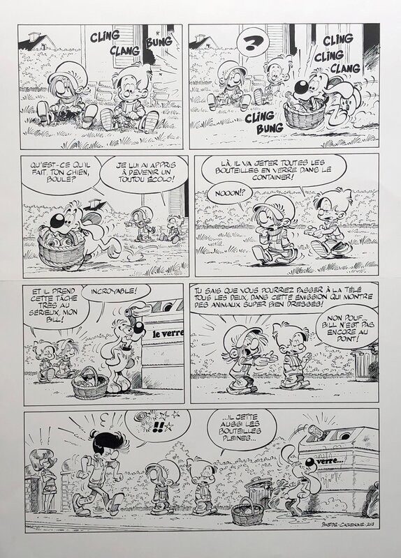 Jean Bastide, Christophe Cazenove, Jean Roba, Boule et Bill - T.39 Y a d'la promenade dans l'air - gag n°1624 - Planche originale