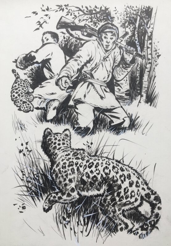 Le Loup fantôme by René Follet - Original Illustration