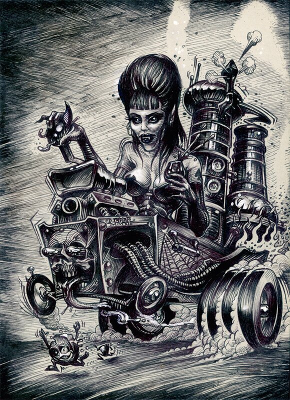 For sale - Denis GRRR, Alambic rat (Pin-up kustom Normande) - Original Illustration