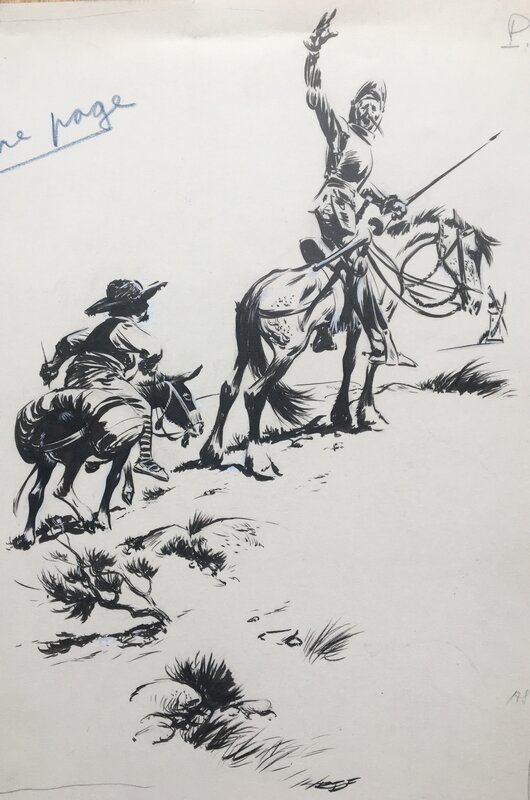René Follet, Don Quichotte et Sancho - Original Illustration