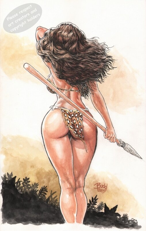 Cavewoman Prehistoric Pinups Book 4 pinup by Budd Root - Illustration originale