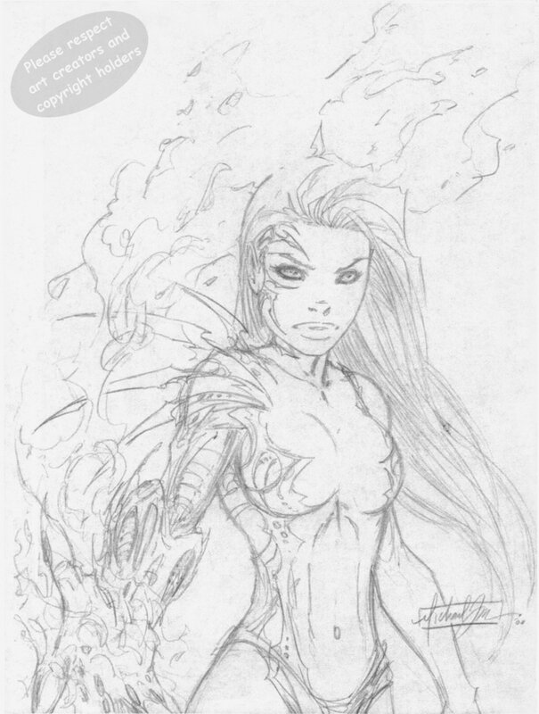 Sara & the Witchblade PinUp by Michael Turner - Œuvre originale