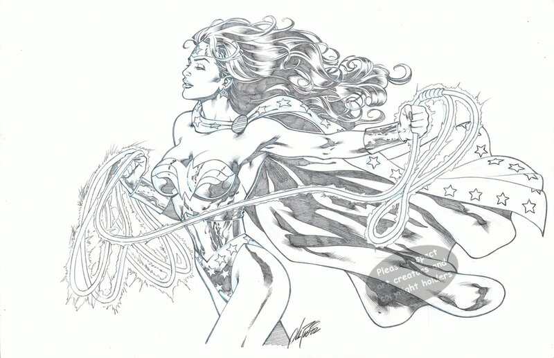 Wonder Woman with Lasso pinup by Al Rio - Original Illustration