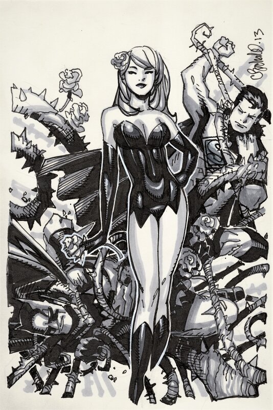 Poison Ivy fanclub par Chris Bachalo - Illustration originale