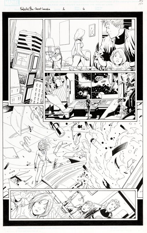 Barry Kitson, Mick Gray, Scott Hanna, Paul Neary, Secret Invasion : Fantastic Four #1 P6 - Planche originale