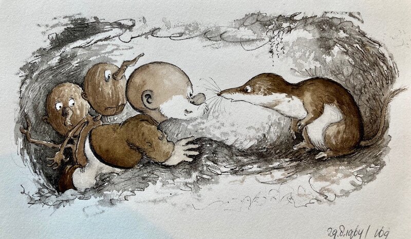 Jean Dulieu, Paulus en de eikelmannetjes - Original Illustration