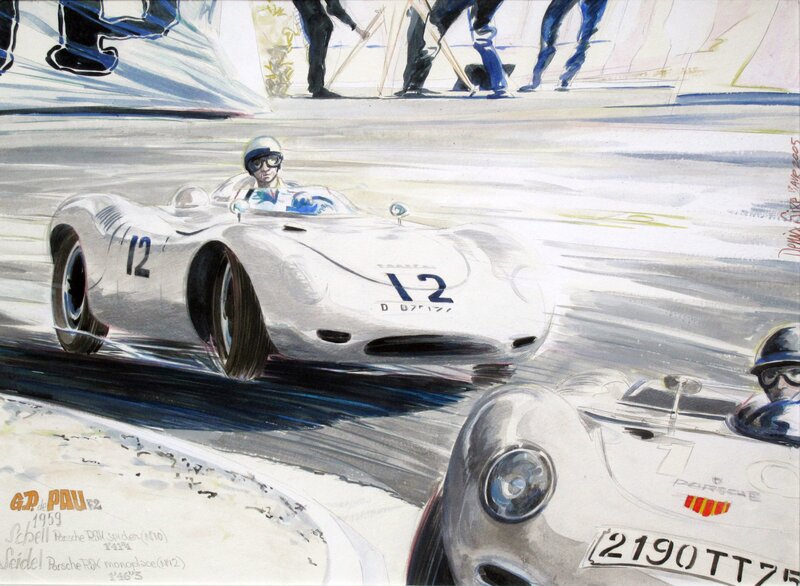 Denis Sire, Grand Prix de Pau • Porsche - Original Illustration