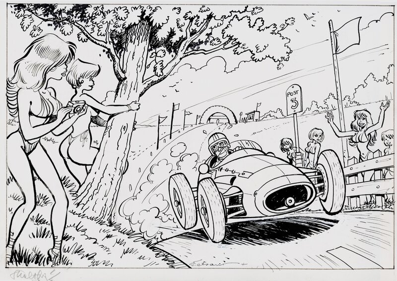 François Walthéry, Voiture de Course #1 - Original Illustration