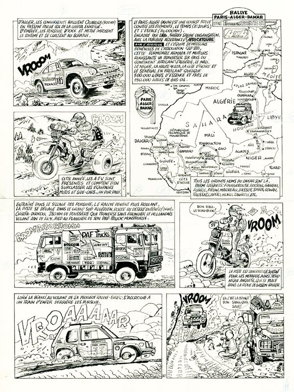 Marc Wasterlain, Jeannette Pointu Quatre x Quatre PARIS-DAKAR • Porsche - Comic Strip