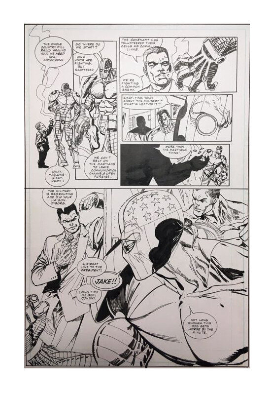 En vente - Andy Smith, Bill Sienkiewicz, Sienkiewicz - Mars Attack - Planche originale