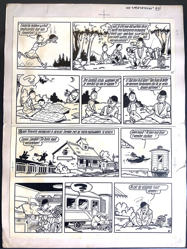 Willy Vandersteen, Suske en Wiske 3: De Sprietatoom - Planche originale