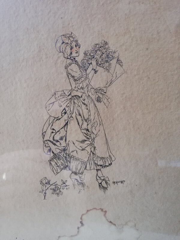 Femme au bouquet par Chéri Hérouard - Planche originale