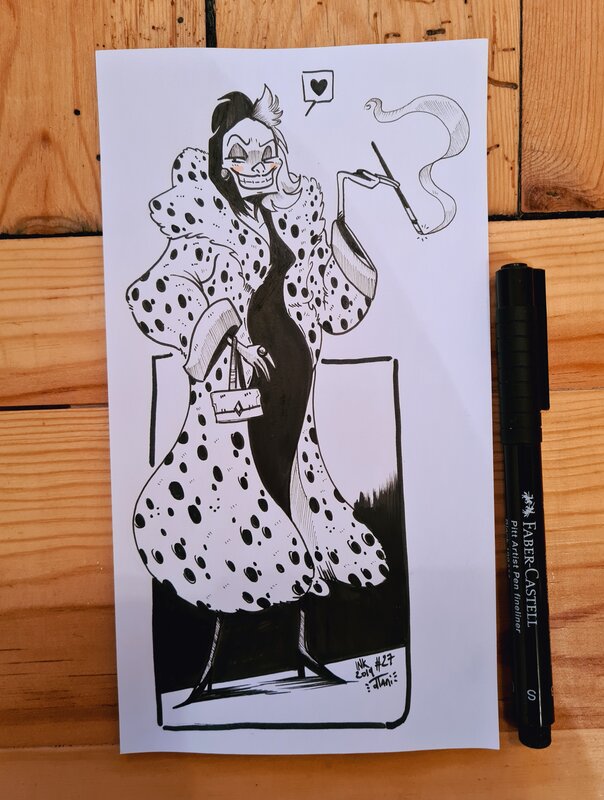 oTTami, Dessin original de l'Inktober 2019 : Cruella d'Enfer ! - Illustration originale