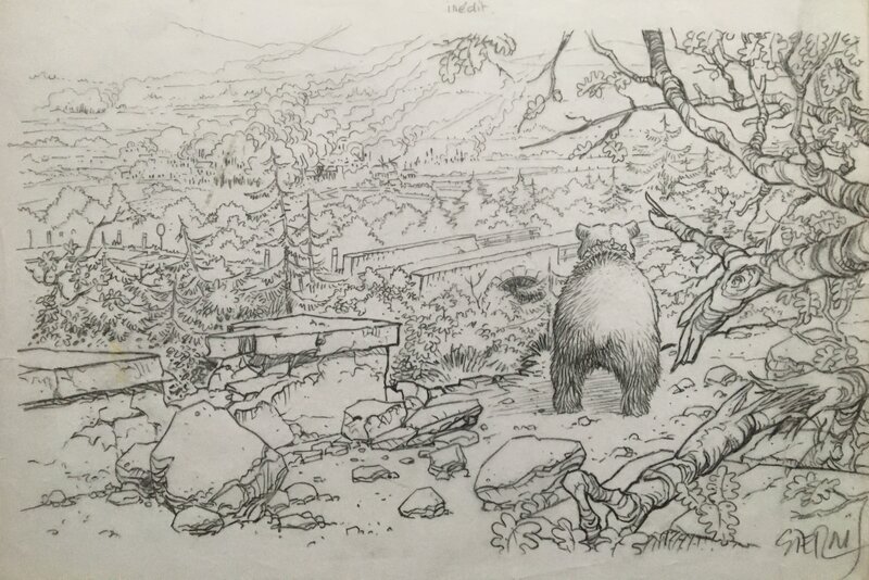 Philippe Sternis, Pyrénée . L’ Ours . Recherches - Original art