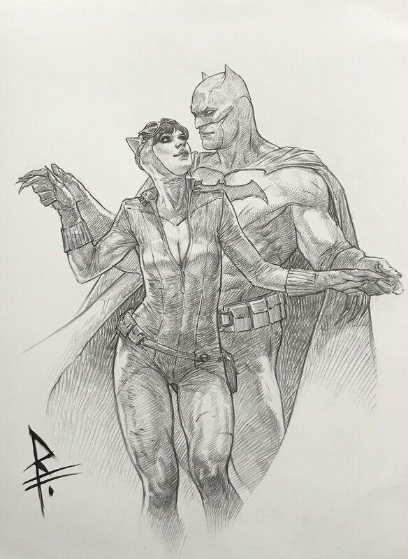 Batman et Catwoman by Riccardo Federici - Original Illustration