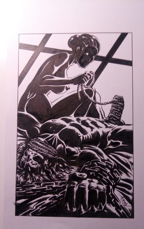 Raúlo Cáceres, Bondage ''Perversiones'' - Original Illustration
