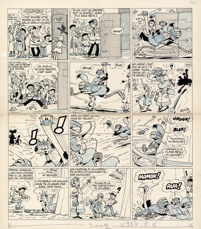 Gotlib, Nanar Jujube et Piette - L'autruche - Planche originale