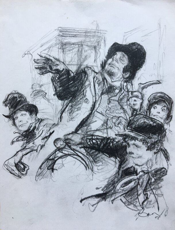 René Follet, La princesse de Whitechapel . 2 Crayonnés - Œuvre originale