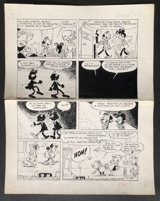 Dino Attanasio, Hao, André Franquin, Modeste et Pompon - Coulisses - Gag en une planche. - Comic Strip