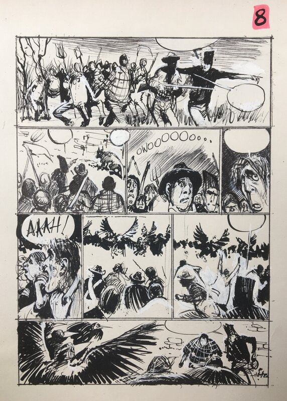 René Follet, Yvan Delporte, Les Zingari . Projets pour les Oiseaux noirs . - Original art